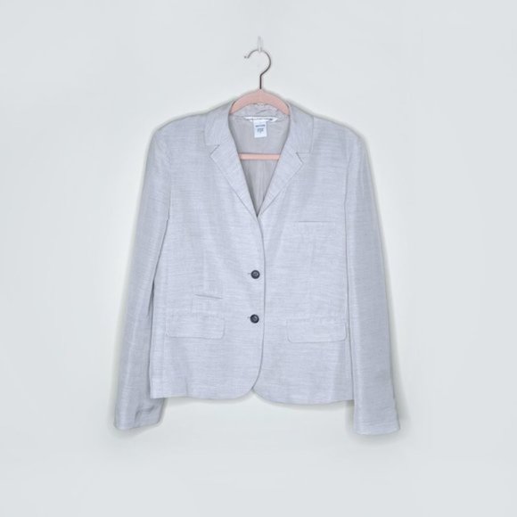 ⚡️SOLD⚡️ dvf diane von furstenberg grey linen-blend school boy blazer - size 8 - Picture 1 of 9